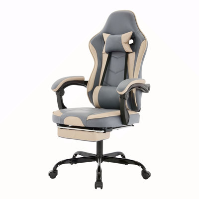 Fauteuil de jeu, fauteuil d'ordinateur ergonomique avec repose-pieds et support lombaire à massage, fauteuil de jeu vidéo pivotant à hauteur réglable pour adultes, capacité maximale de 300 lb