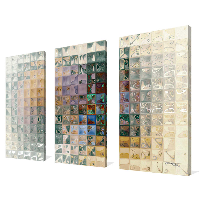 «Tile Art No.7 2012» par Mark Lawrence - ensemble de 3 impressions sur toile tendue, H 32 po x l 48 po x P 0,75 po
