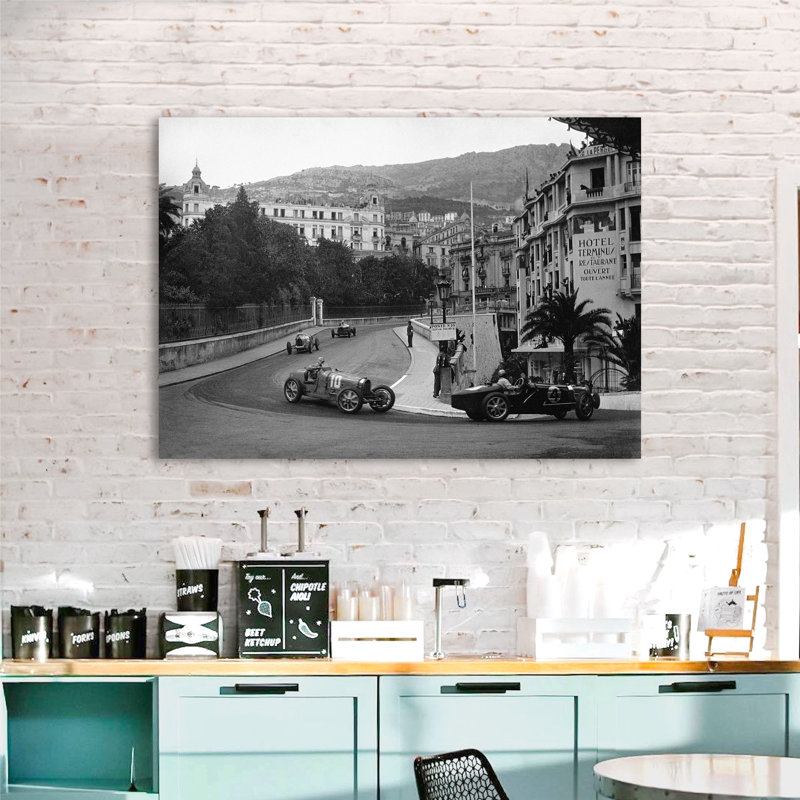 Passing At The 1932 Monaco Grand Prix - No Frame Print on Canvas, 70cm H x 100cm W x 4cm D