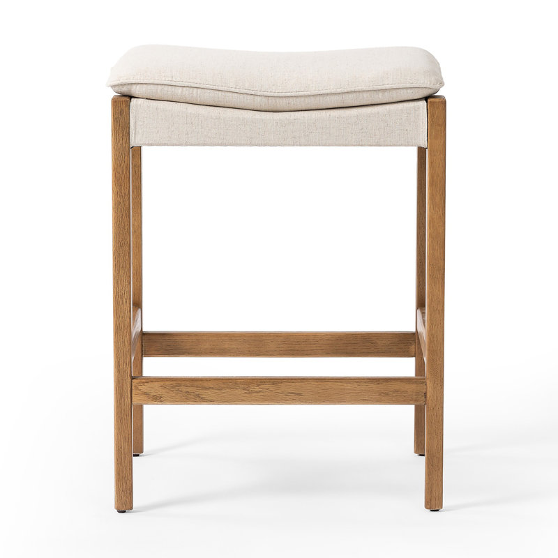 Natural Oak and Flax Backless Counter Stool