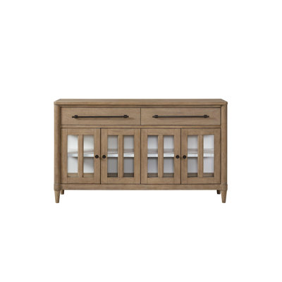 Table ronde extensible avec 4 chaises à dossier canne et porte en verre 6 pièces