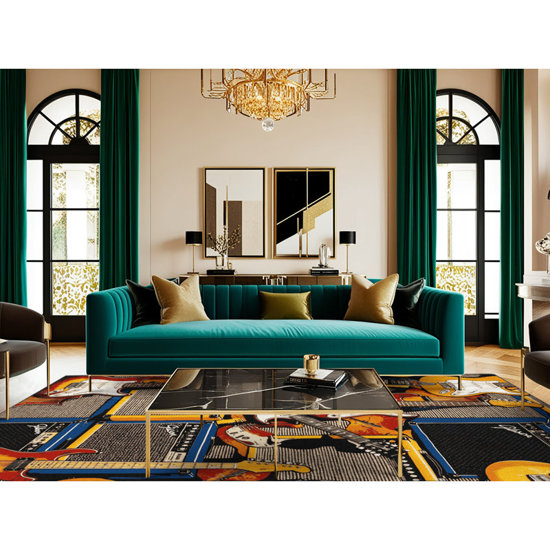  Tapis lavable pour guitare électrique et amplificateurs, Rectangle 4pi x 6 pi