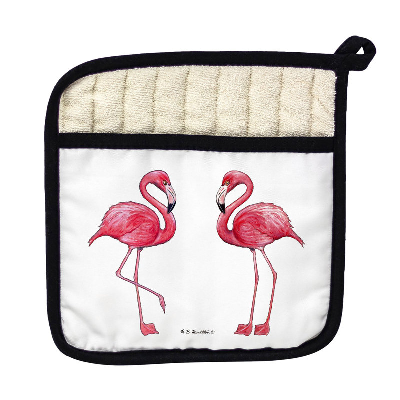 Cuisinier poignée flamant roses intérieure betsy drake, Blanc