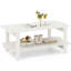 Table basse moderne avec design à lattes et rangement - Blanc