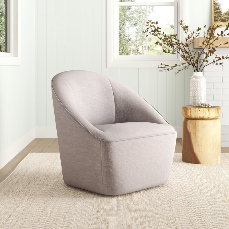Fauteuil demi-tonneau pivotant en polyester 31,9 po Gregory, Crème 100% polyester