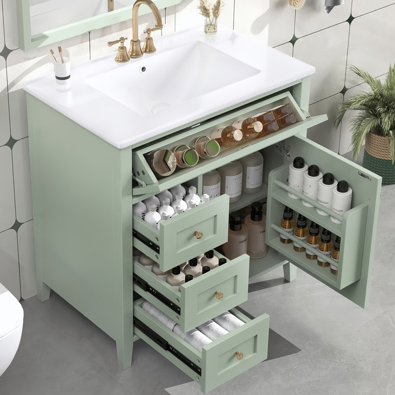 Meuble-lavabo élégant 30 "avec comptoir d'évier, Green