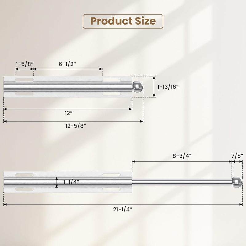Portemanteau coulissant en aluminium 12 po pour garde-robe