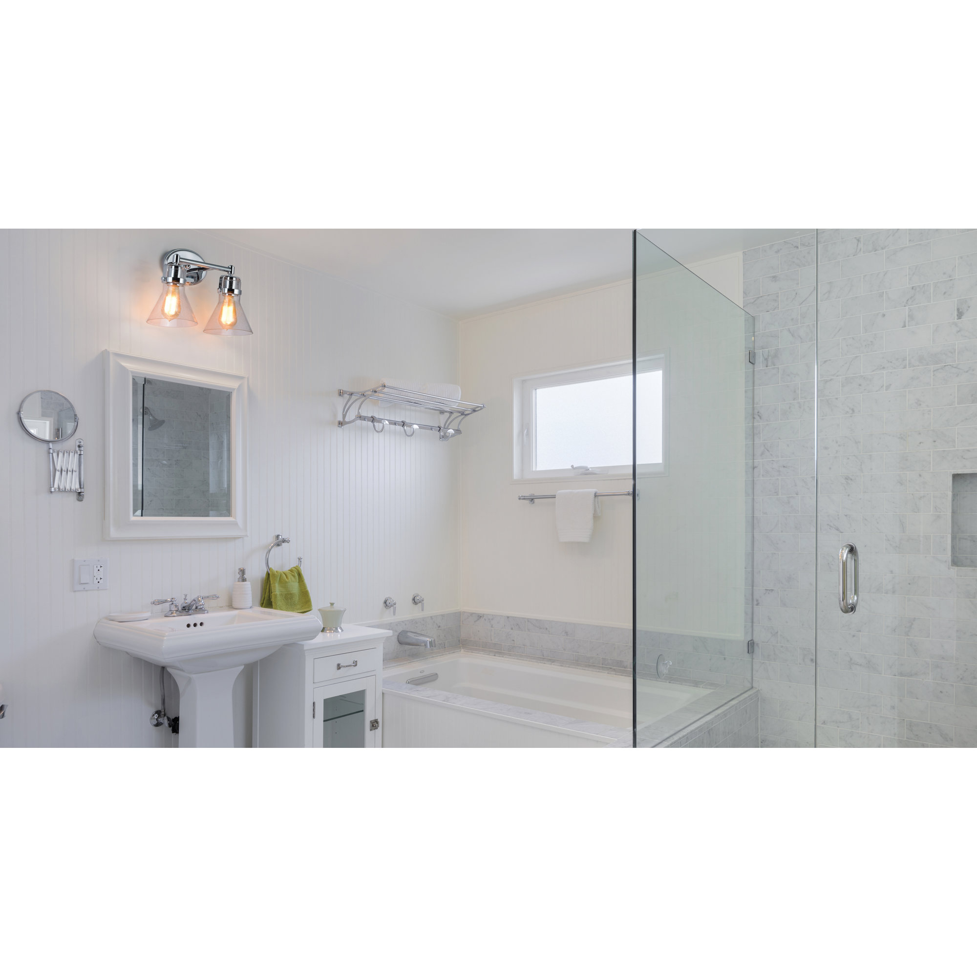 2 Light Seeded Dimmable Vanity Light, No, Polished Chrome