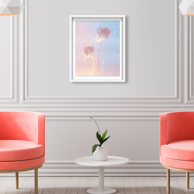 Iridescent Tulips Print by Oliver Gal, 17.5"H x 21.5"W, White Shadowbox