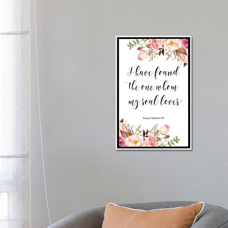 I have found the one who My Soul loves par Eden Printables-impression d’art textuel, Pas de tapis, Toile blanche encadrée