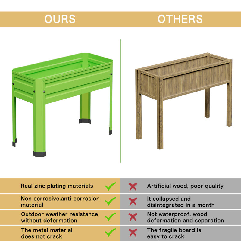 Assiyah Metal Elevated Planter, Green