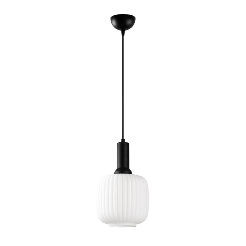 Elegant Black Metal Chandelier, 7.9 x 7.9 x 46.5 inches | 1 x E27 Socket, Max 40W, Bulb Not Included | Modern Design with Glass Cap, Perfect for Dining Rooms & Living Areas | IP20 Rated, Stylish & Functional Lighting Solution