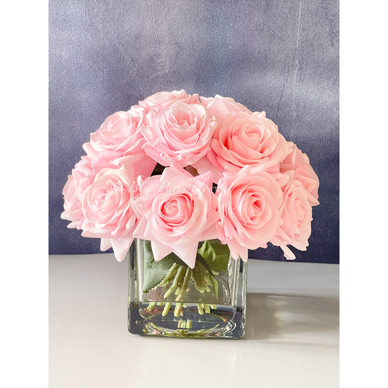 Centre de table artificiel Real Touch Rose, Rose