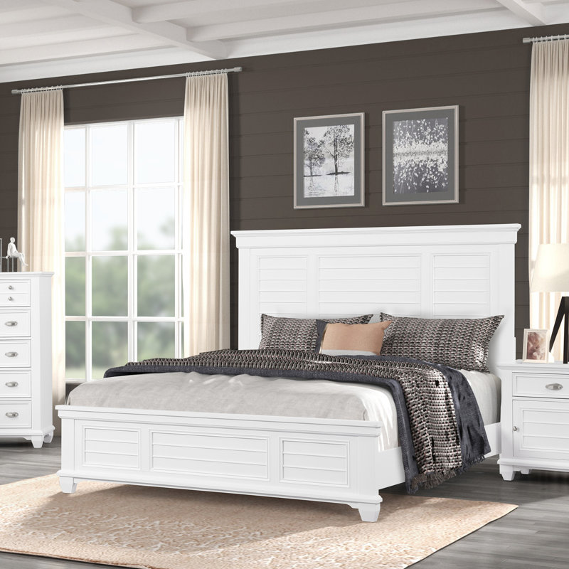 Solid Wood Panel Bed, Queen