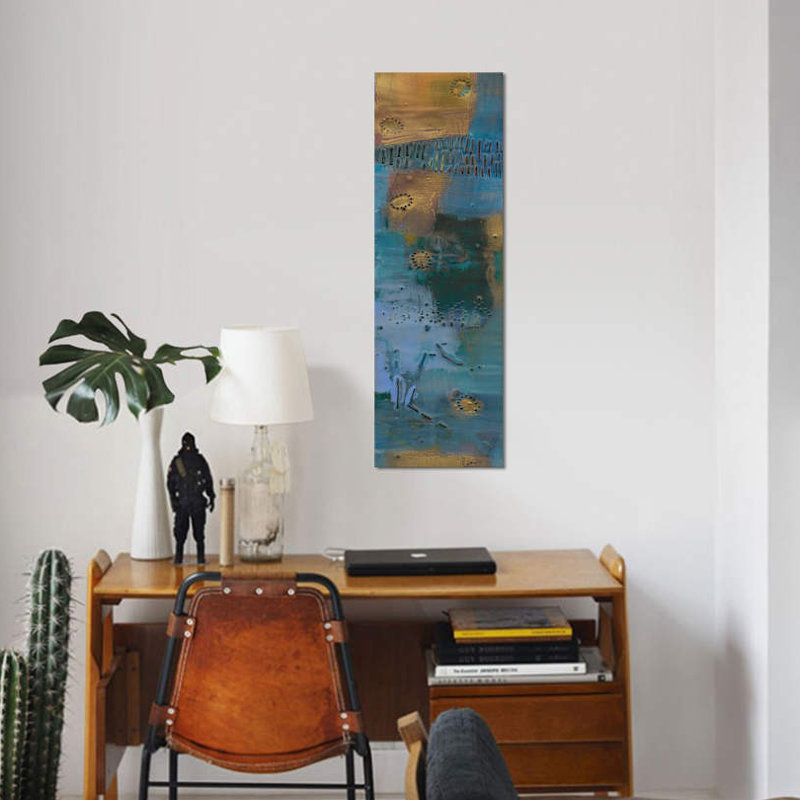 " Reedy Blue I " by Sue Jachimiec, 36" H x 12" W x 1.5" D, Wrapped Canvas