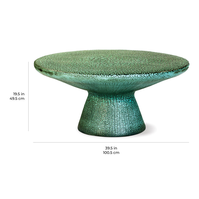 Kavis Outdoor Round Coffee Table, Frost with Unique Textured