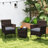  3 PCS Outdoor Conversation Set w/ Cushioned Seat & Tempered Glass Tabletop-997763627