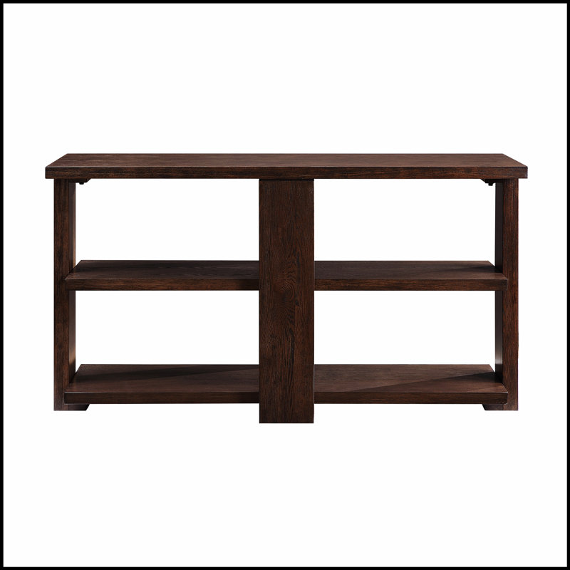 Table de canapé en noyer avec 2 tablettes pour un rangement et un présentoir de salon modernes et élégants