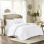 Ensemble de literie 5 pièces - blanc, très grand, microfibre Shabby Chic, à volants, édredon en microfibre lavable, très grand blanc, coussin décoratif inclus,
