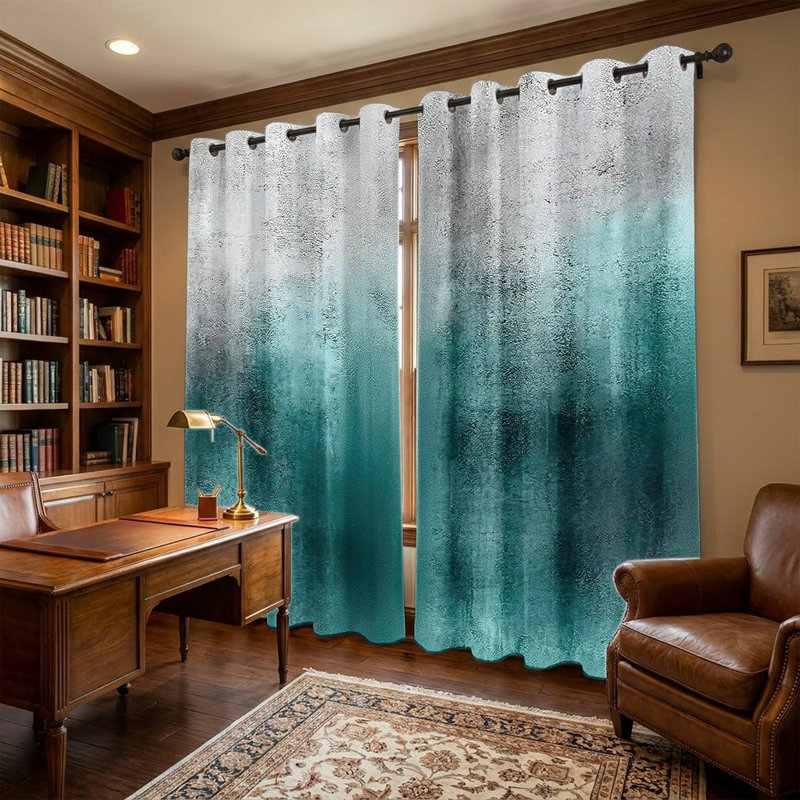 Rideaux dégradés (lot de 2), style ombré, imprimés à motifs texturés artistiques contemporains, à œillets, pour la décoration de la chambre et du salon.