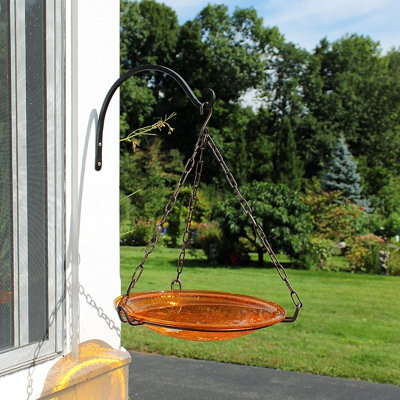 Bain d'oiseaux suspendu en verre craquelé, 14 po