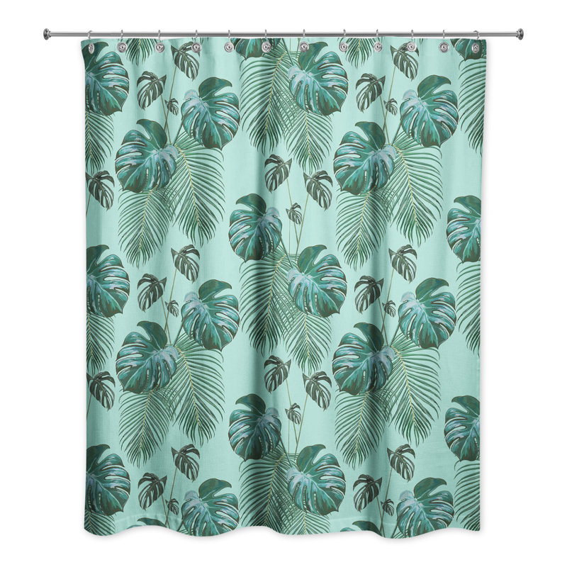 Rideau de douche simple à motif floral, Bleu sarcelle