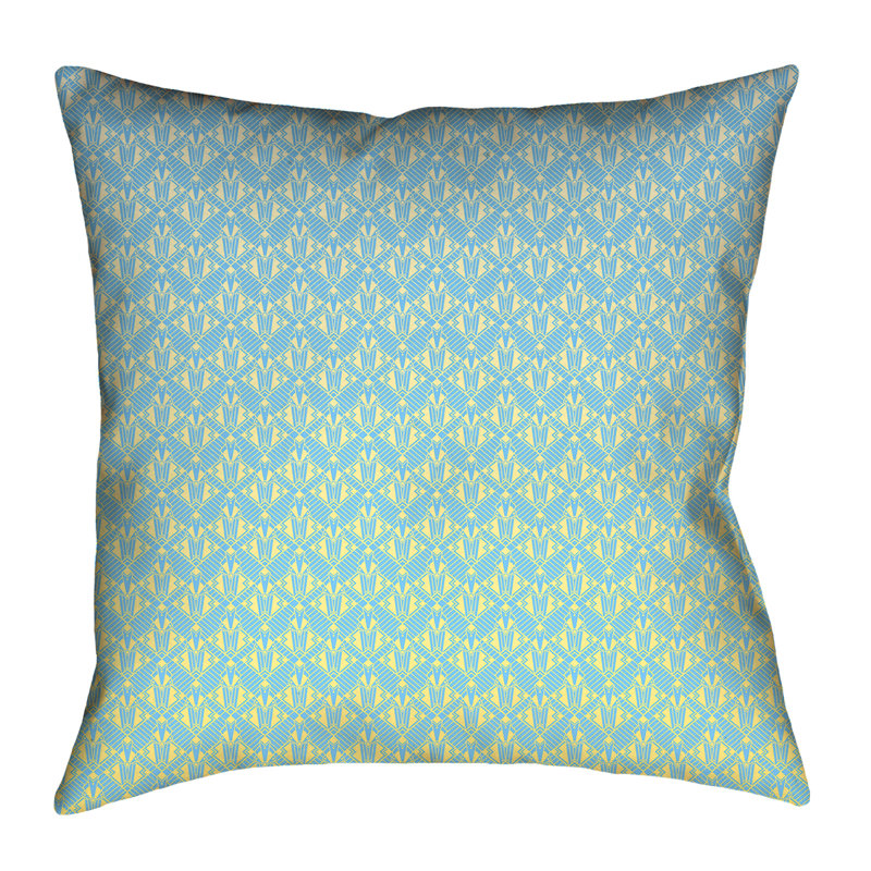 Coussin Katelyn Elizabeth, Simili suède, Bleu et jaune ombragé