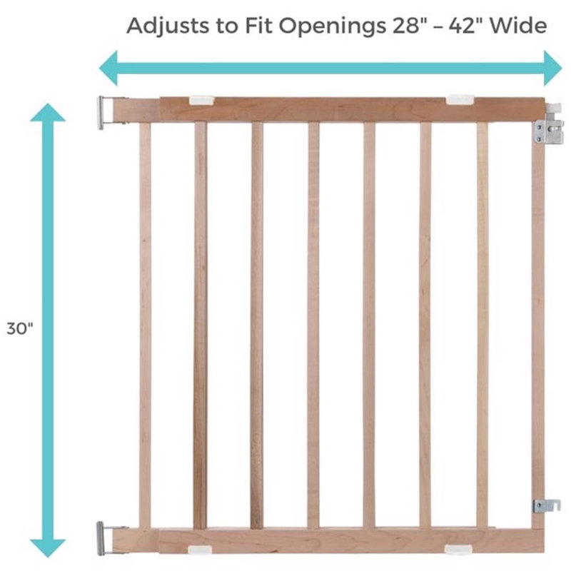 Barrière de sécurité en bois pour enfants H 30 po x l 28 à 42 po North States Brown