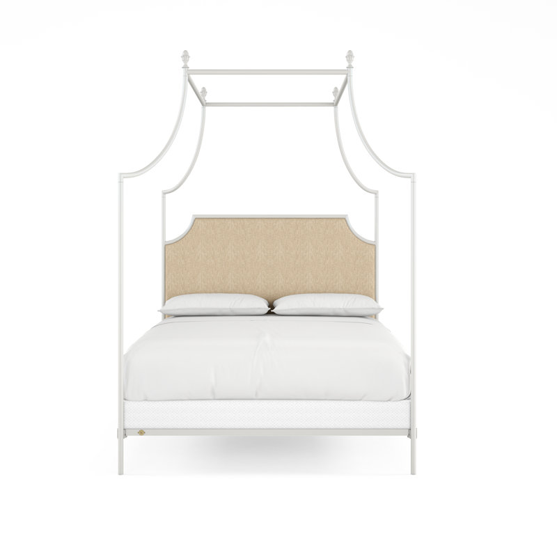 337 Flying Arch Canopy Bed | Complete Canopy, California King, Gloss White/Natural