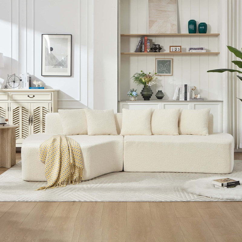 Canapé modulaire à compression avec méridienne confortable, canapé à compression irrégulière en forme de L avec siège profond, canapé-lit modulaire minimaliste pour salon