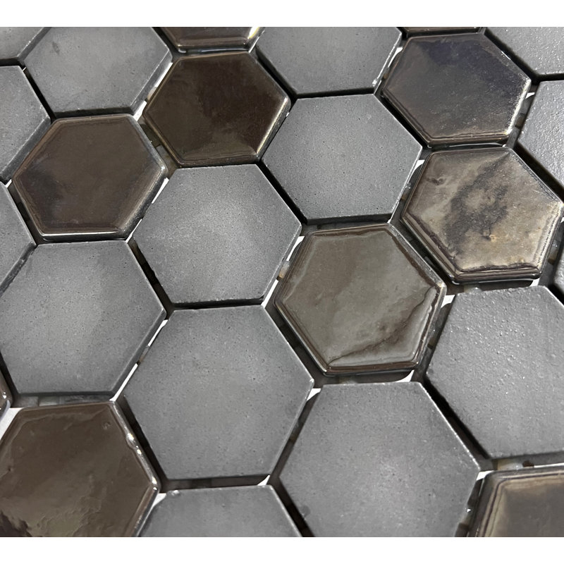 Carreau de mosaïque en verre 12 "x 12" Amore, Gris/noir