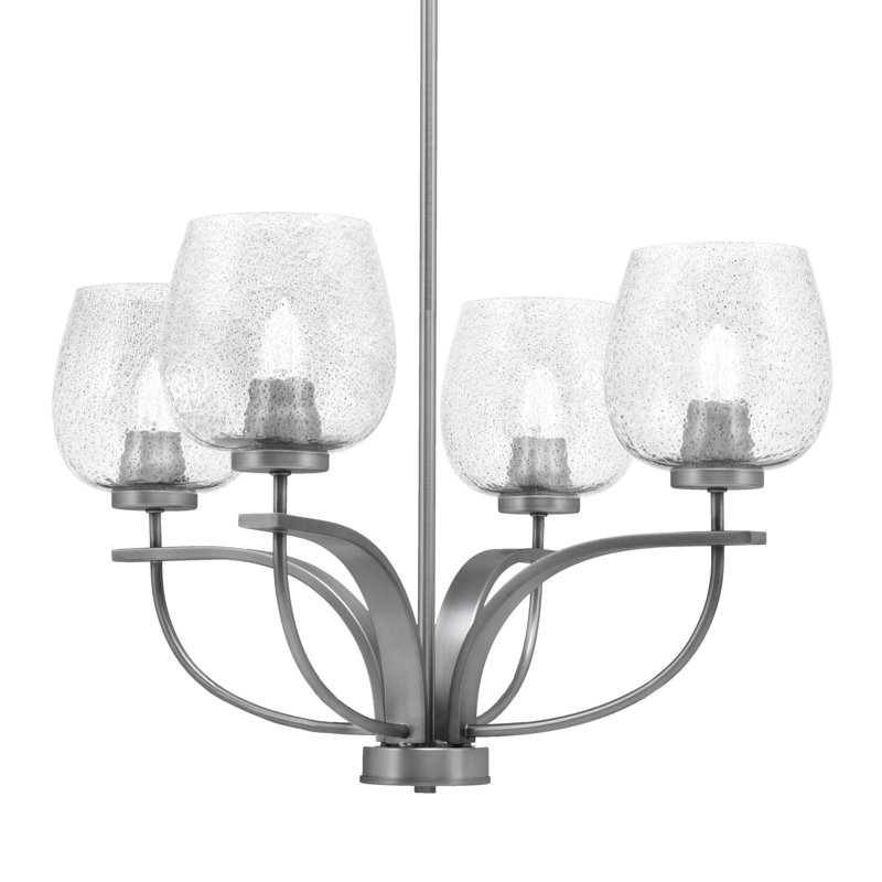 Lustre classique / traditionnel 4 lumières à intensité variable Unia, Finition graphite