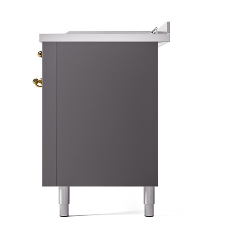 Cuisinière à double combustible ILVE Nostalgie II Series 60 po avec 7 brûleurs scellés, plaque de cuisson et table française (propane liquide, porte pleine)
