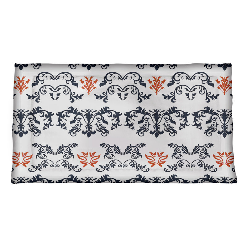 Football Baroque Pattern Pillow Sham, Standard, White/Black/Orange, Polyester
