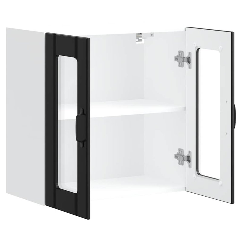 Kitchen Wall Cabinet With Glass Door Lucca Engineered Wood, Black, 60cm H x 60cm W x 31cm D