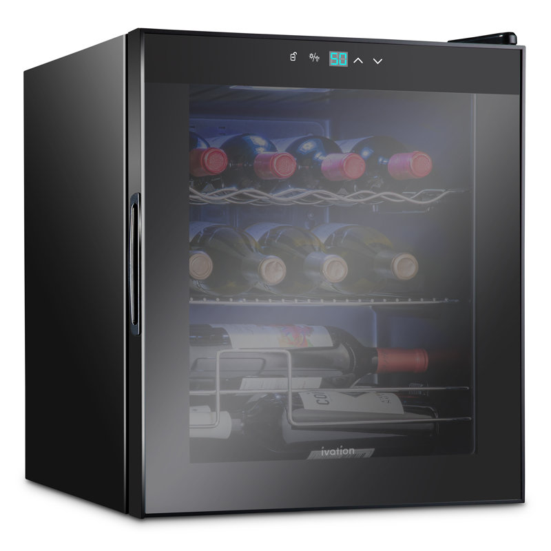 Ivation Single Zone 17.3'' Freestanding 12 Bottle Wine Refrigerator