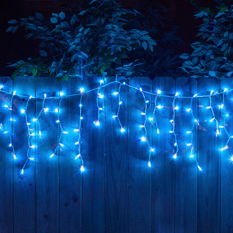 Curtain Icicle Lights, Blue, 12"L x 4"D