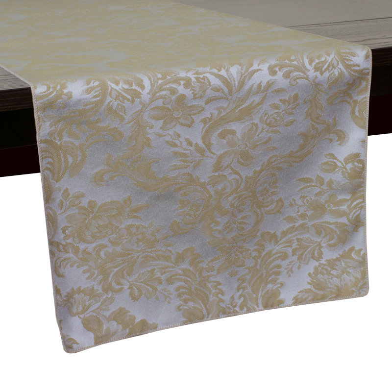 Miranda Table Runner, Champagne Ivory Cream, 90" x 14" Runner, 2