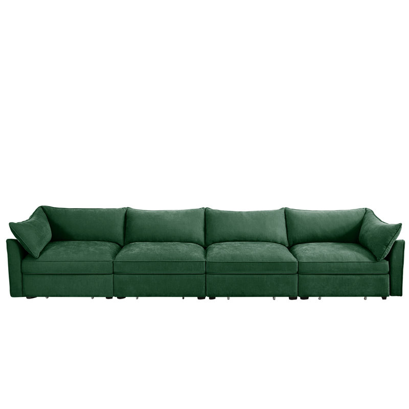 Chenille Sectional Sofa Couch, Green Chenille