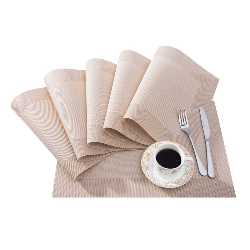 Ensemble de 6 napperons en PVC tissé rectangulaire beige, Beige