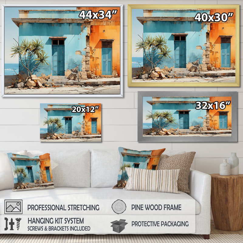 Caraibe Island Hues - Imprimé, Cadre flottant noir, H 34 po x l 44 po x P 1,5 po