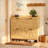 Light Oak Rustic Barn-Door Shoe Cabinet with 4 Flip Drawers, Sleek Space-Saving Entryway Organizer for Living Room-97780978