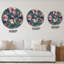 Horloge murale rétro à motif de roses rétro bleu foncé I-621386918
