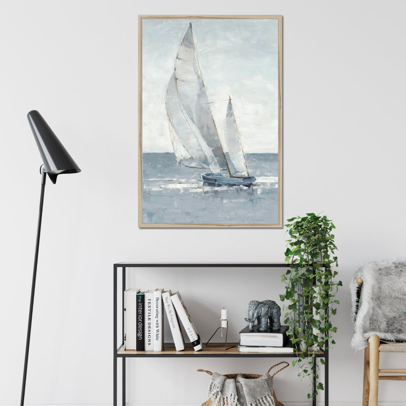 Gray Seas I by Ethan Harper - Painting, 95cm H x 65cm W, Natural Wood Framed Paper Print