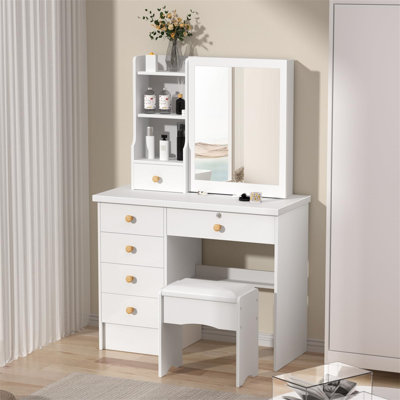 Calim Dressing Table with Mirror and Seat and Storage Included