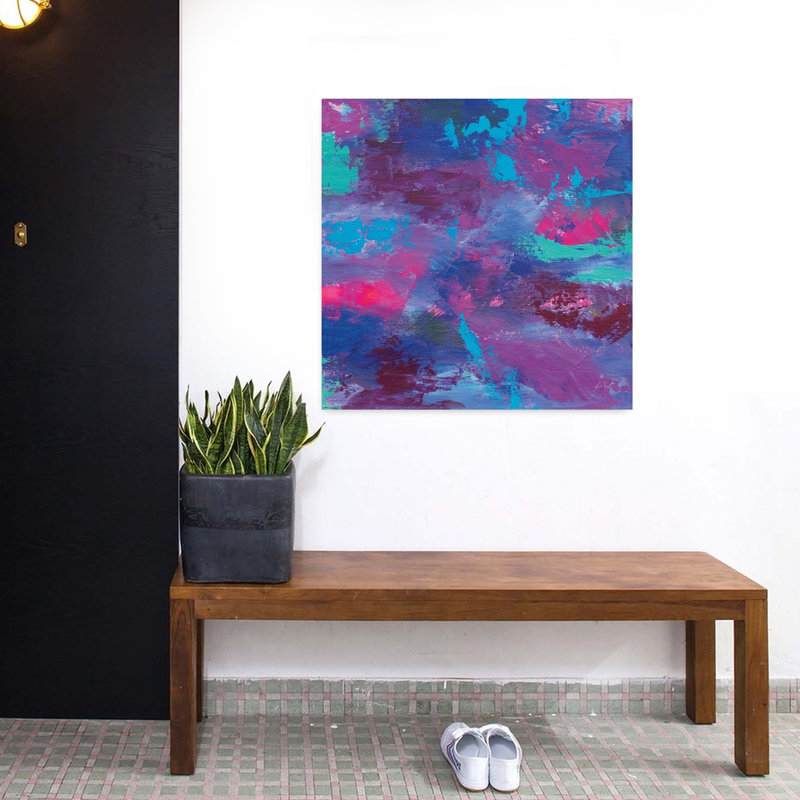 Délice contemporain avec art abstrait bleu, H 32 po x l 32 po
