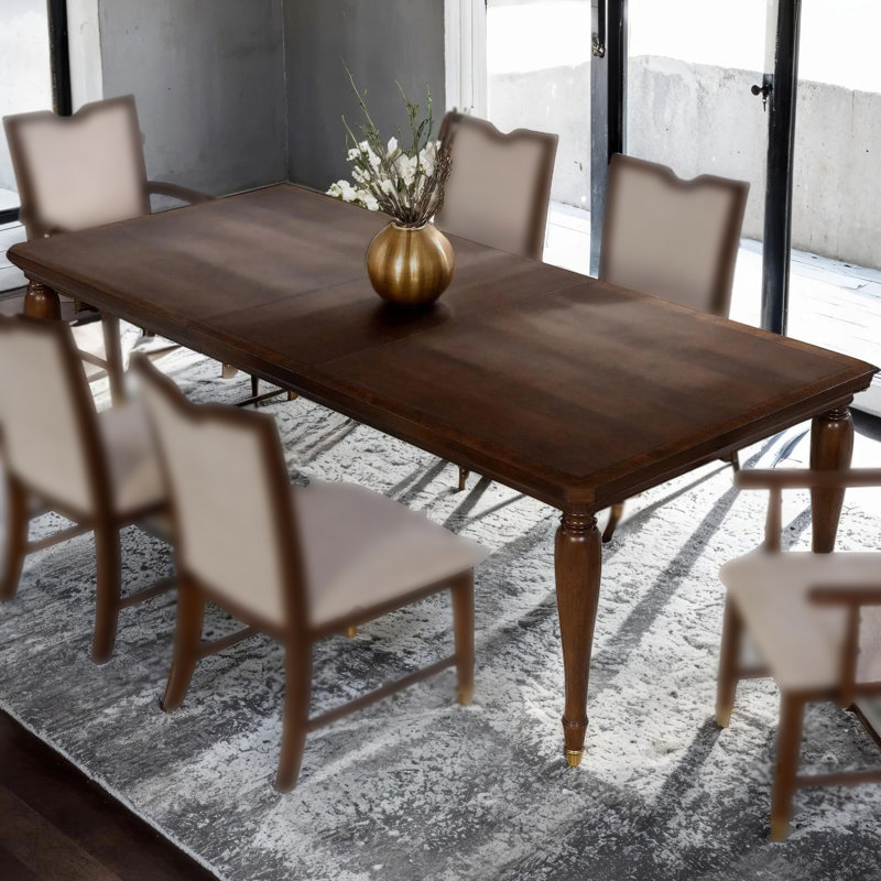 Table de salle à manger de 76 po de largeur avec feuille de 18 po, cerisier foncé