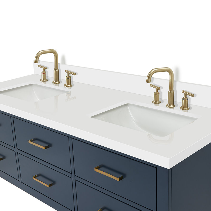 73'' W Double Vanity, Midnight Blue, Satin Brass, 61"