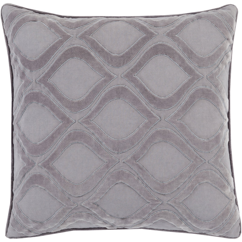 Geometric Throw Pillow, 18" H x 18" W x 4" D, Gray/Charcoal, Polyester