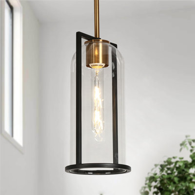 Sandrell 1-Light 12" H Gold/Black Pendant